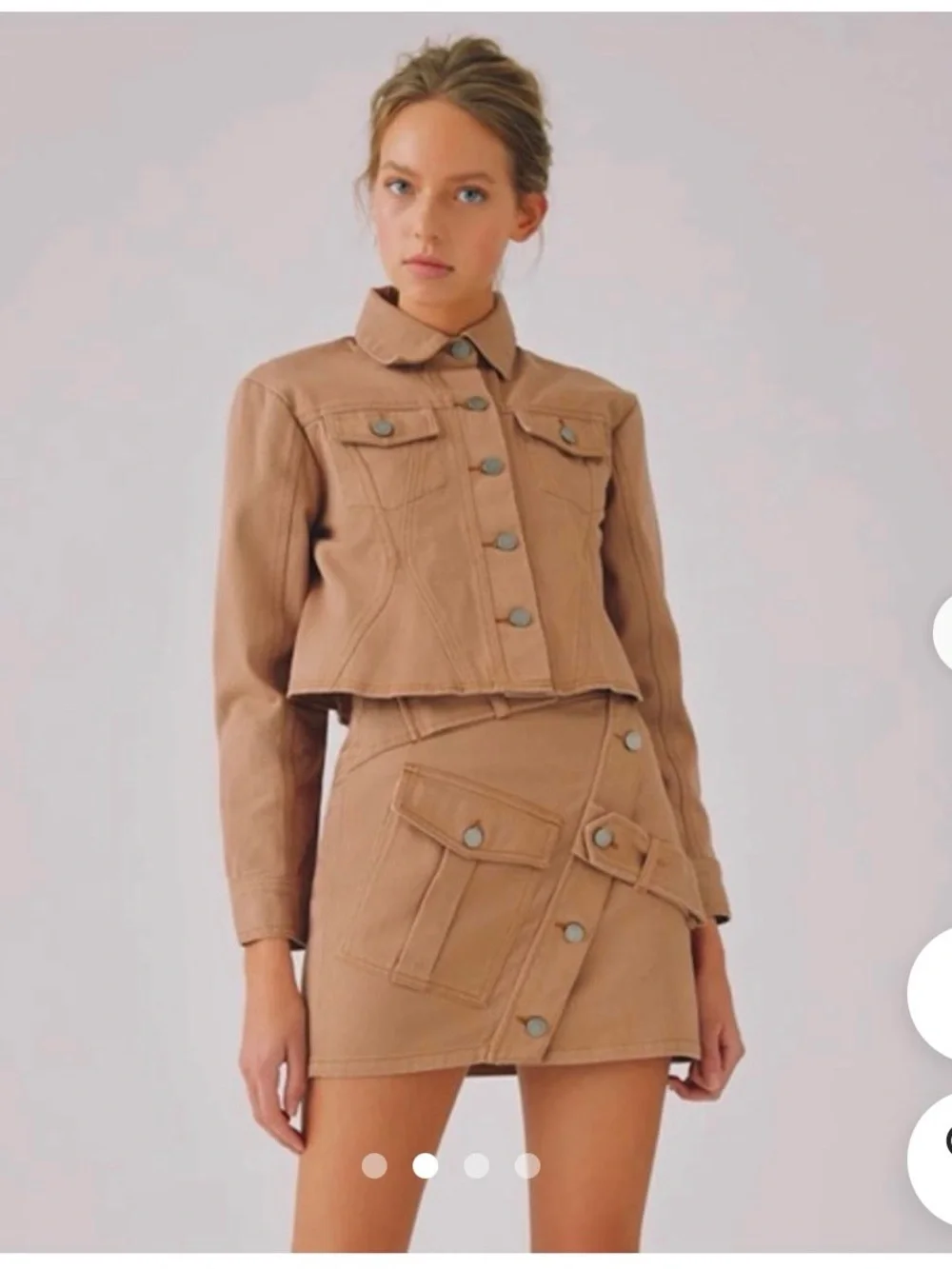 Cropped Utility Mini Skirt in Tan - Women's